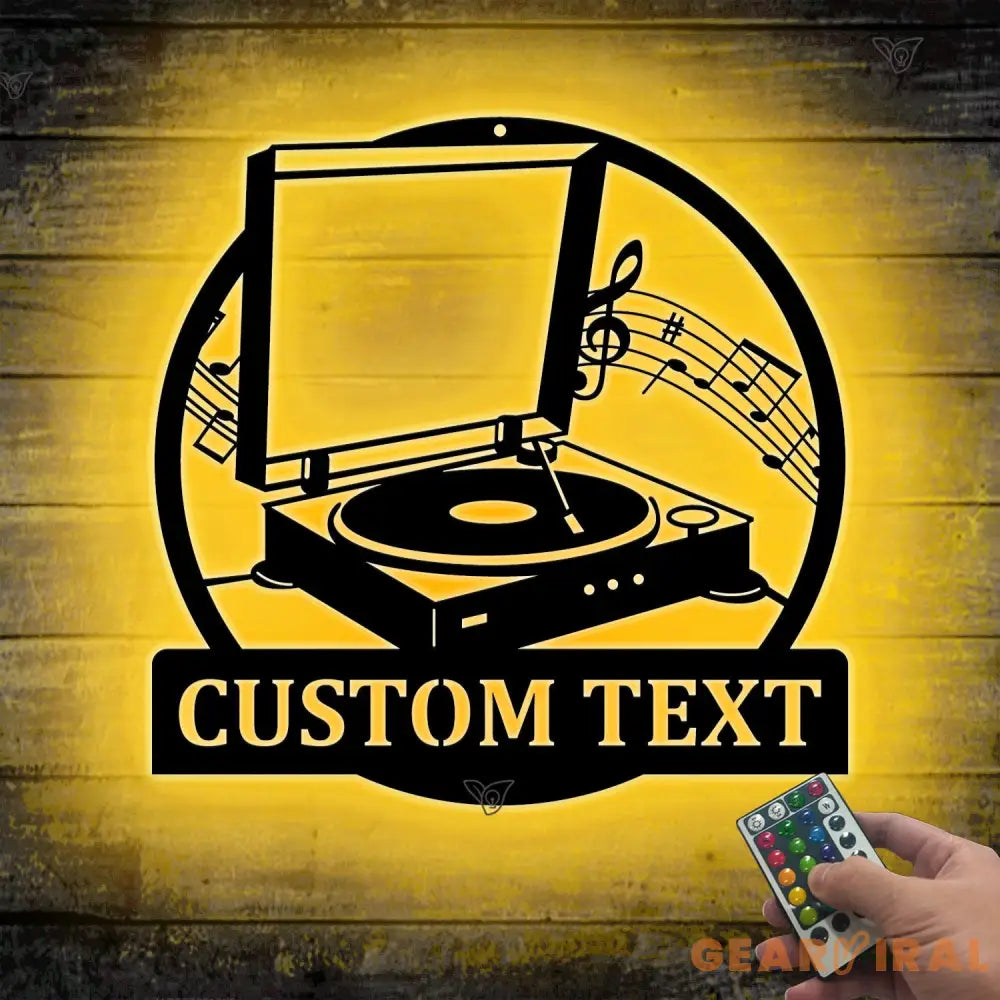 Custom Music Turntable Record Metal Sign Art LED - Personalized Turntable Record Metal Sign - Music Lover Sign