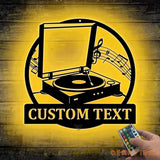 Custom Music Turntable Record Metal Sign Art LED - Personalized Turntable Record Metal Sign - Music Lover Sign