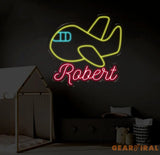 Custom Name Airplane Neon Sign Plane Neon Sign Plane Neon Light Plane Wall Decor Airplane Neon Light Nursery Neon Sign