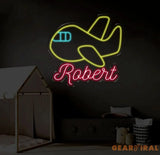 Custom Name Airplane Neon Sign Plane Neon Sign Plane Neon Light Plane Wall Decor Airplane Neon Light Nursery Neon Sign