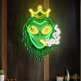 Custom Name Alien Dreadlock King weed Smoke Artwork Led Neon Sign Light