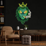 Custom Name Alien Dreadlock King weed Smoke Artwork Led Neon Sign Light