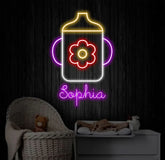 Custom Name Baby Bottle Neon Sign Kid Room Neon Sign Bedroom Decor Kid Room Decor Baby Girl Sign Led Light Baby Shower