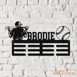 Custom Name Baseball Medal Holder Metal Sign Custom Baseball Medal Hanger Sports Display Rack for Awards and Ribbons