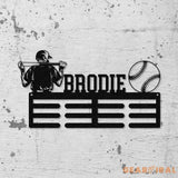 Custom Name Baseball Medal Holder Metal Sign Custom Baseball Medal Hanger Sports Display Rack for Awards and Ribbons