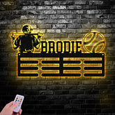 Custom Name Baseball Medal Holder Metal Sign Custom Baseball Medal Hanger Sports Display Rack for Awards and Ribbons