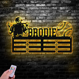 Custom Name Baseball Medal Holder Metal Sign Custom Baseball Medal Hanger Sports Display Rack for Awards and Ribbons