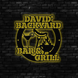 Custom Name BBQ Zone Sign LED Light Personalized Bar & Grill Sign Bar Signs BBQ Signs Outdoor Kitchen Metal Signs Patio