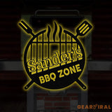 Custom Name BBQ Zone Sign LED Light Personalized Bar & Grill Sign Bar Signs BBQ Signs Outdoor Kitchen Metal Signs Patio