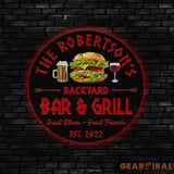 Custom Name BBQ Zone Sign LED Light Personalized Bar & Grill Sign Bar Signs BBQ Signs Outdoor Kitchen Metal Signs Patio