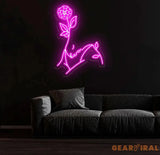 Custom Name Body Rose Art Neon Sign Girl Body Aesthetic Neon Sign Bedroom Neon Sign Custom Neon Light Sign Neon Bar Sign