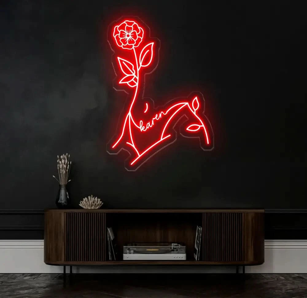 Custom Name Body Rose Art Neon Sign Girl Body Aesthetic Neon Sign Bedroom Neon Sign Custom Neon Light Sign Neon Bar Sign