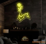 Custom Name Body Rose Art Neon Sign Girl Body Aesthetic Neon Sign Bedroom Neon Sign Custom Neon Light Sign Neon Bar Sign