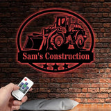 Custom Name Bulldozer Construction Metal Wall Art with Led Light Custom Bulldozer Name Sign Decoration For Room