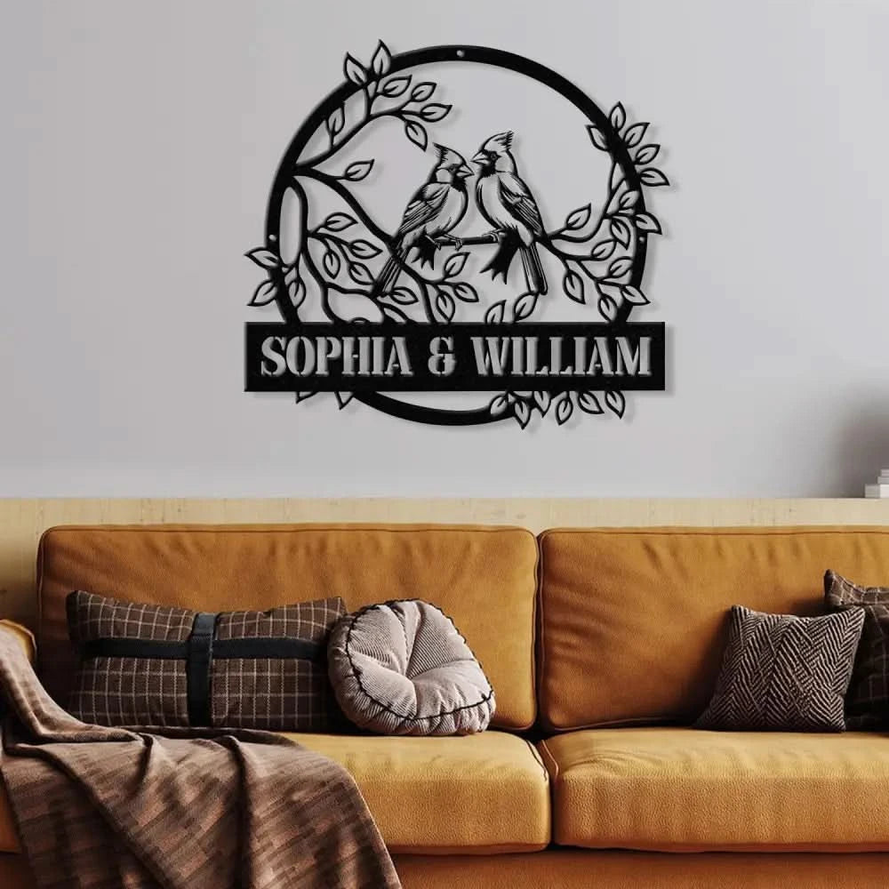 Custom Name Cardinals Wedding Decor Personalized Wedding Gifts Custom Wedding Signs Bird Wall Decor Bridal Shower Sign