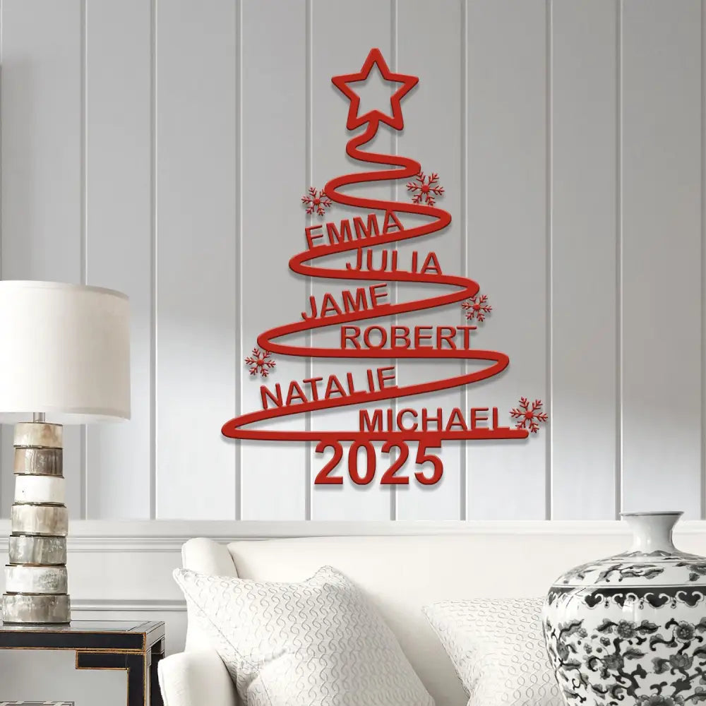 Custom Name Christmas Tree Metal Sign Christmas Tree Family Personalized Family Name Christmas Tree Christmas