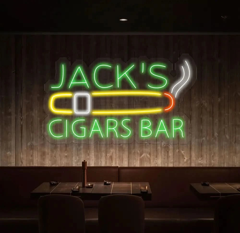 Custom Name Cigars Bar Lounge Neon Sign Personalized Cigar Smoking Whiskey Bar LED Sign For Man Cave Bar Pub Decor
