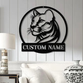 Custom Name Cougar Metal Sign - Personalized Wild Cat Decor for Home Garage Man Cave Outdoor Spaces Wildlife Lover Gift
