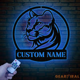 Custom Name Cougar Metal Sign - Personalized Wild Cat Decor for Home Garage Man Cave Outdoor Spaces Wildlife Lover Gift