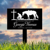 Custom Name Cowboy Kneeling At Cross Memorial Stake Cowboy Sympathy Gift Memorial Plaque Country Western Theme Grave