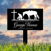 Custom Name Cowboy Kneeling At Cross Memorial Stake Cowboy Sympathy Gift Memorial Plaque Country Western Theme Grave