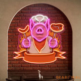 Custom Name Cute Chef Pig Delicious BBQ Meat Logo Artwork Led Neon Sign Light
