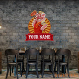 Custom Name Cute Chef Pig Holding Grill Artwork Led Neon Sign Light