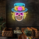 Custom Name Dead Day Party Sugar Skull Or Halloween Decor Artwork Led Neon Sign Light