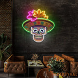 Custom Name Dead Day Party Sugar Skull Or Halloween Holiday Artwork Led Neon Sign Light