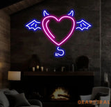 Custom Name Devil and Angel Heaven Or Hell Neon Sign Custom Party LED Neon Light Wall Shop Decor Bar Decoration Heart