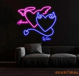 Custom Name Devil and Angel Heaven Or Hell Neon Sign Custom Party LED Neon Light Wall Shop Decor Bar Decoration Heart