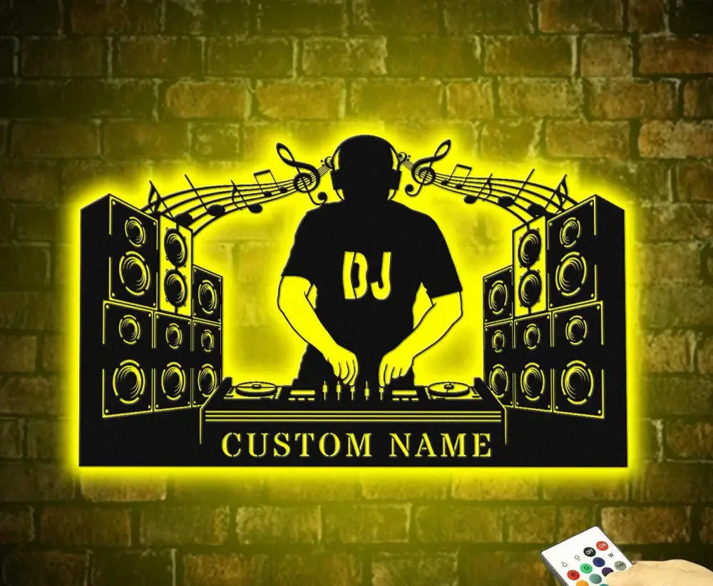 Custom Name DJ Player Metal sign with LED lights - DJ Sign - Personalized Dj Gift - Dj Wall Hanging decor | GearViral
