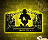 Custom Name DJ Player Metal sign with LED lights - DJ Sign - Personalized Dj Gift - Dj Wall Hanging decor | GearViral