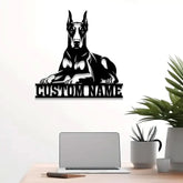 Custom Name Doberman Pinscher Metal Sign with Led Light Doberman Sign Personalized Dog Sign Dog Monogram Dog Mom Gift