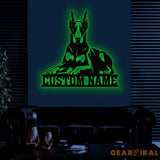 Custom Name Doberman Pinscher Metal Sign with Led Light Doberman Sign Personalized Dog Sign Dog Monogram Dog Mom Gift