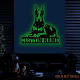 Custom Name Doberman Pinscher Metal Sign with Led Light Doberman Sign Personalized Dog Sign Dog Monogram Dog Mom Gift