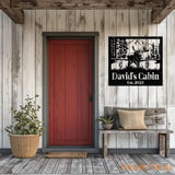 Custom Name Elk Cabin Sign Outdoor Metal Elk Sign with Mountain Hunting Gift Metal Nature Wall Art Mountains Trees