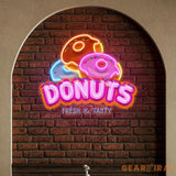 Custom Name Fast Food Restaurant With Donut Led Neon Sign Light