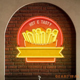 Custom Name Fast Food Restaurant With French Fries Led Neon Sign Light