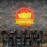 Custom Name Fast Food Restaurant With French Fries Led Neon Sign Light