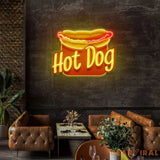 Custom Name Fast Food Restaurant With Hot Dog Led Neon Sign Light