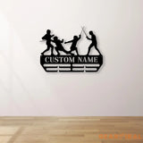 Custom Name Fencing Medal Hanger with Led Light Sports Medal Holder Display Rack for Awards and Ribbons Tiered Award