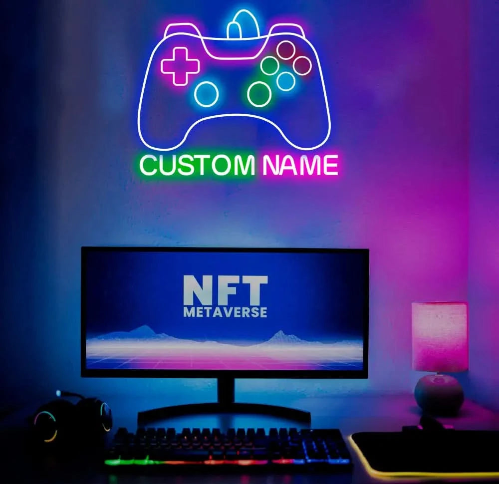 Custom Name Game Controller Neon Sign Game Controller Led Light Game Zone Neon Sign Gaming Neon Light Gamer Room Art