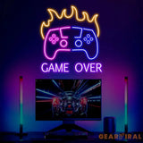 Custom Name Game Over Fire Controller Neon Sign Game Controller Led Light Game Zone Neon Sign Gaming Neon Light Gamer
