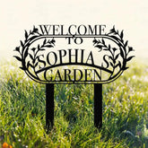 Custom Name Garden Metal Sign Flower Sign with Stakes Outdoor Metal Sign Metal Yard Art Housewarming Gift Garden Decor