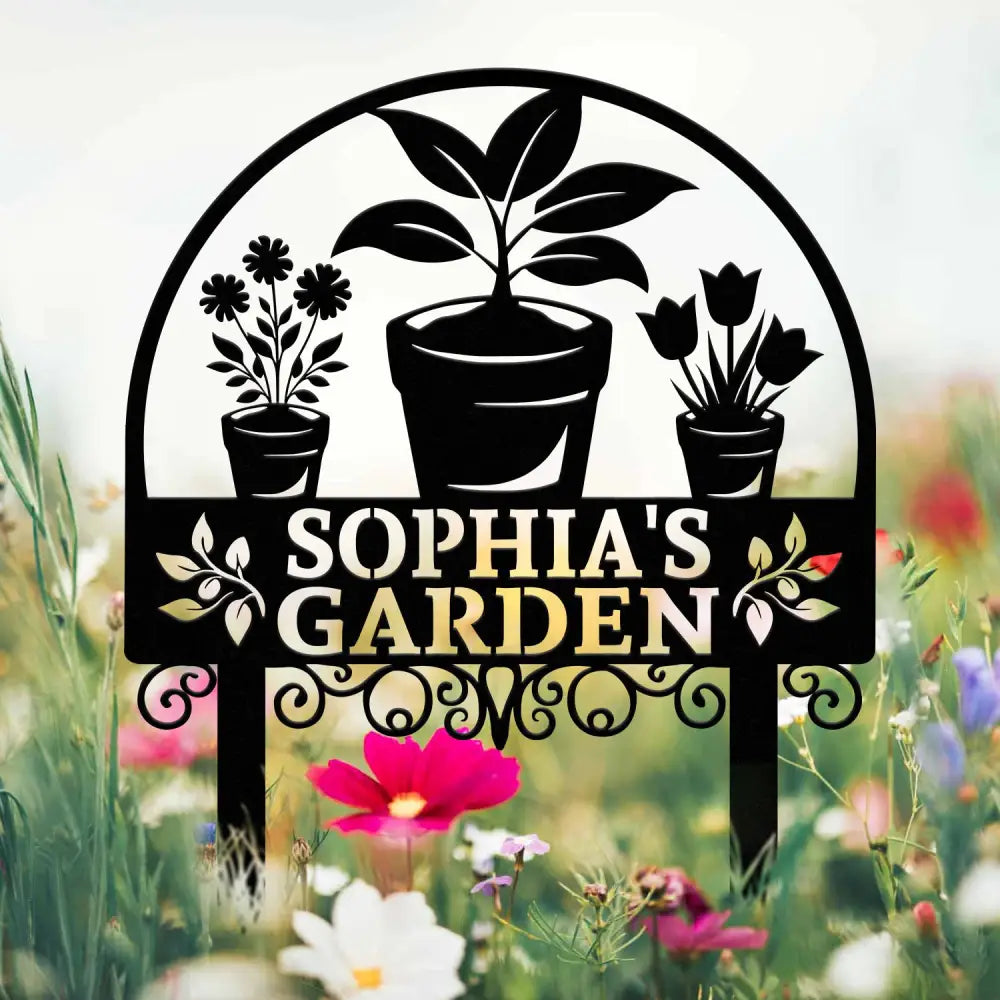 Custom Name Garden Stake Personalized Metal Garden Sign Flower Sign with Stakes Lawn Signs Outdoor Metal Sign Garden