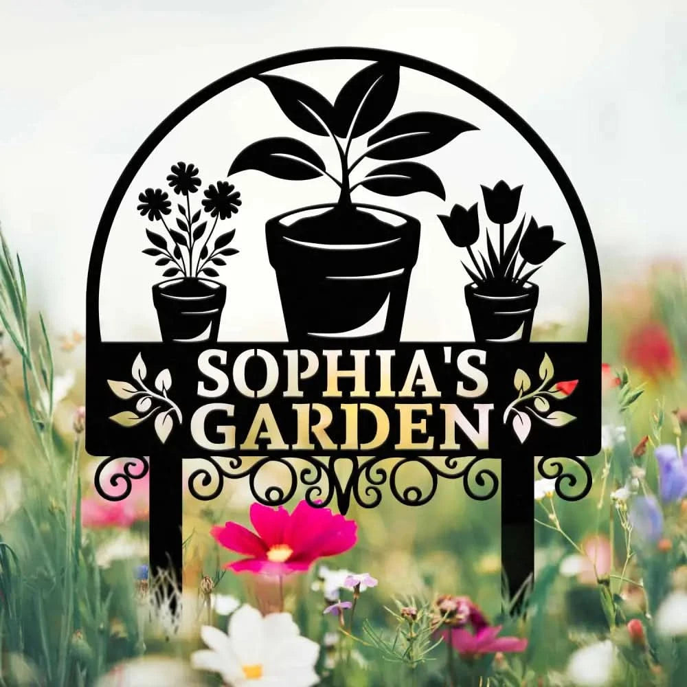 Custom Name Garden Stake Personalized Metal Garden Sign Flower Sign with Stakes Lawn Signs Outdoor Metal Sign Garden