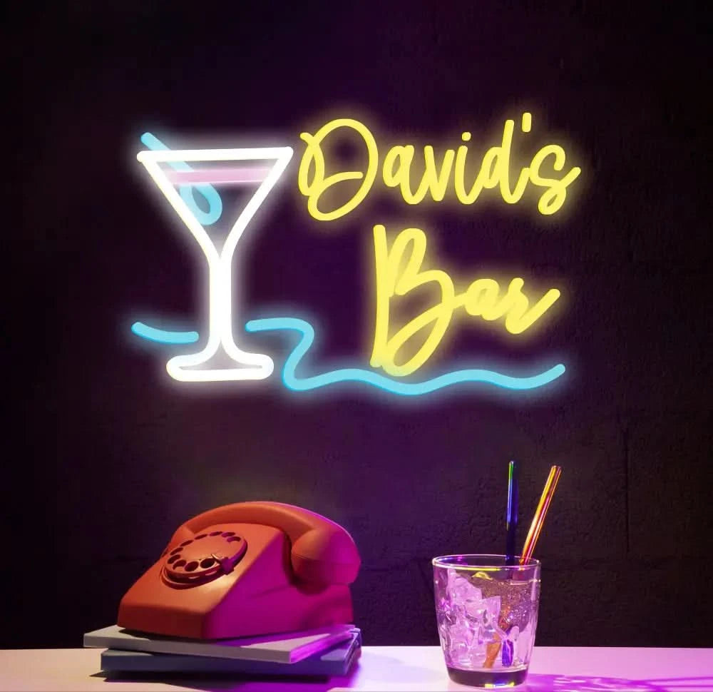 Custom Name Home Bar Neon Sign Personalized Home Bar Neon Sign Home Wall Decor Bar Led Sign Pub Led Signs Cocktails