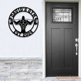 Custom Name Home Gym Metal Sign Powerlifting Metal Wall Art Personalized Home Gym Sign Fitness Decor Gift for Dad