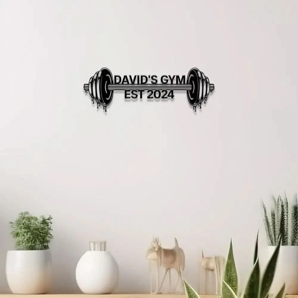 Custom Name Home Gym Metal Sign Powerlifting Metal Wall Art Personalized Home Gym Sign Fitness Decor Gift for Dad